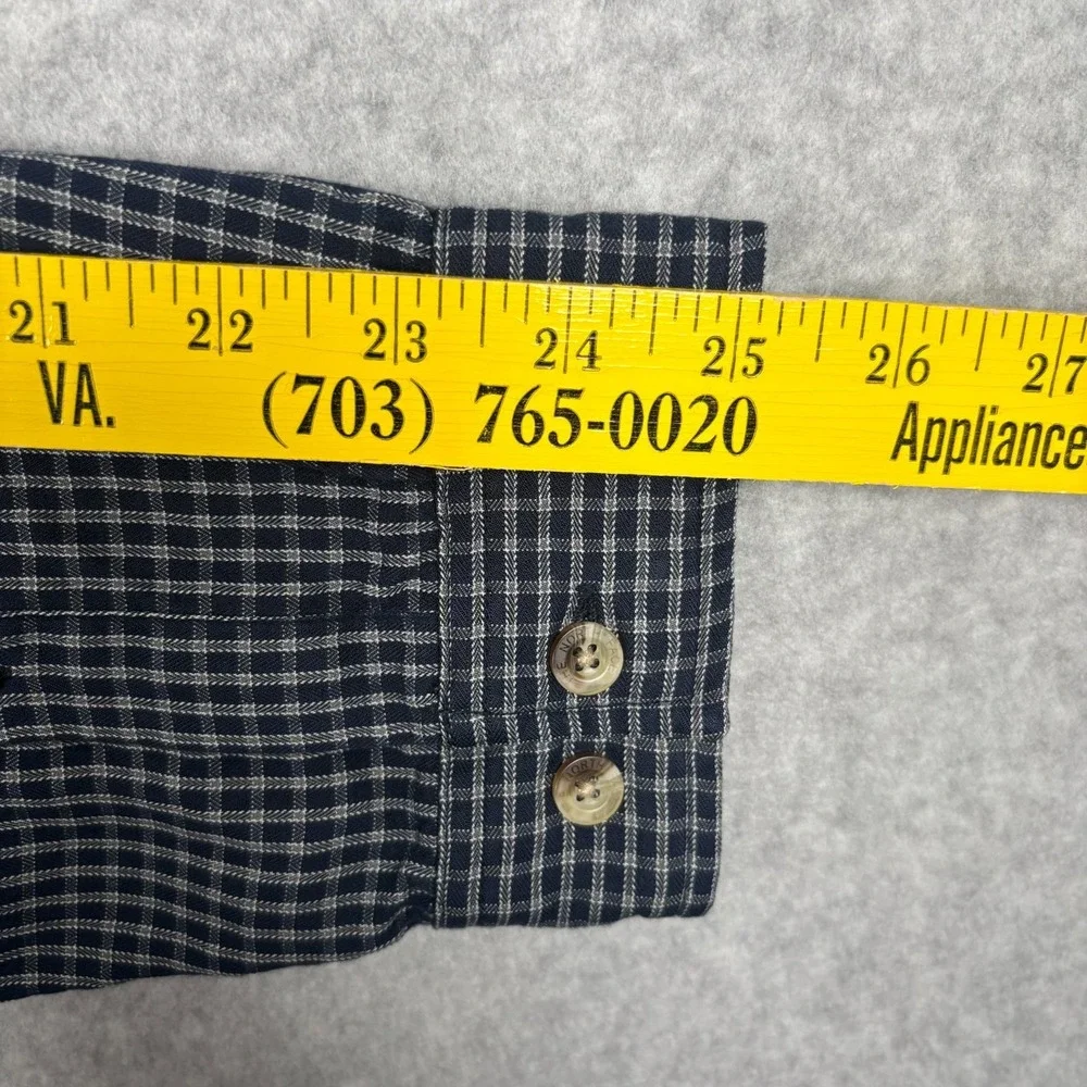 The North Face Mens Large Plaid Button Up Shirt Navy Blue Outdoor Hiking Cotton